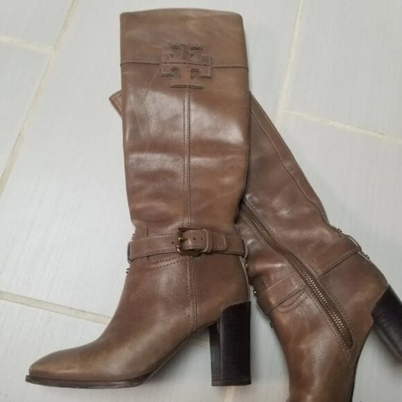 Tory Burch Over The Knee Leather Heeled Boots 5 - Picture 2 of 13